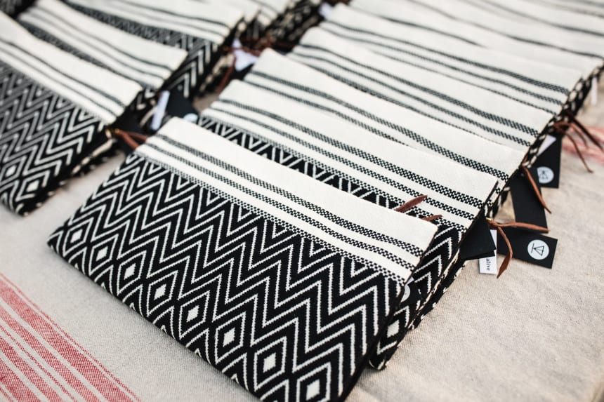The "Foldover Clutch" each woman received from Tribe Alive.