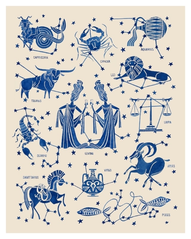 Astrological Signs by Teresa Grasseschi, original illustration, 18" x 24", framed, $500