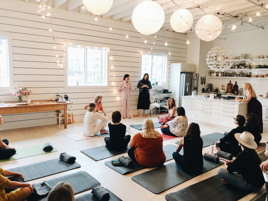 Executive Editor of The Fold Amanda Carter Gomes and Healers Founder Elizabeth Kendig welcome participants to Unfold. Photo credit: Jordan Carlson