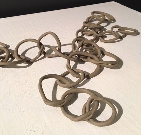 "Link 7" by Hardie Cobbs, hand formed, raw clay links approx. 16" across
