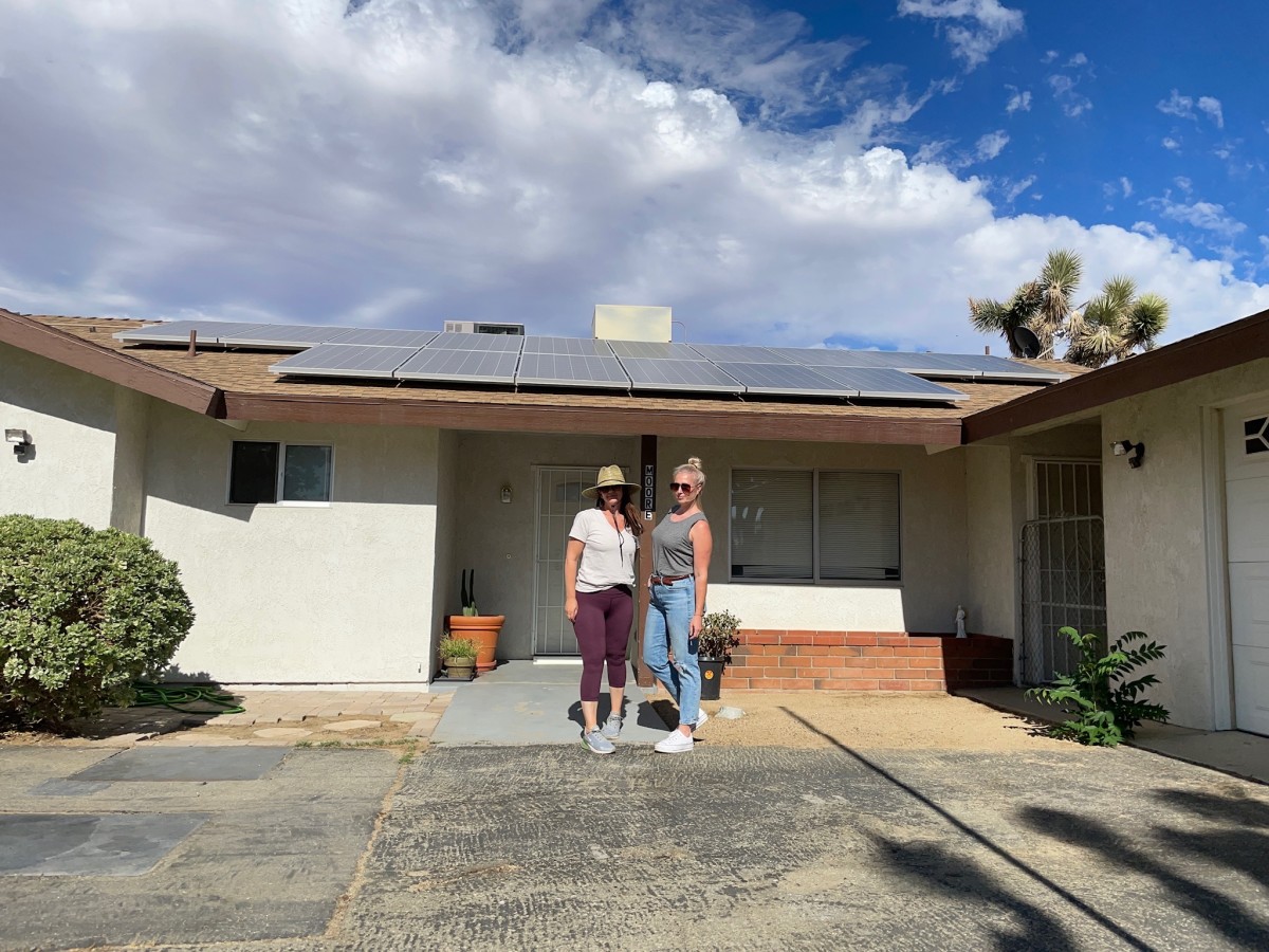 Katie and Jane in front of their Yucca Valley home